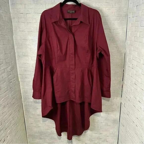 Lane Bryant high low burgundy blouse, high low button down Goth plus size - Picture 4 of 8